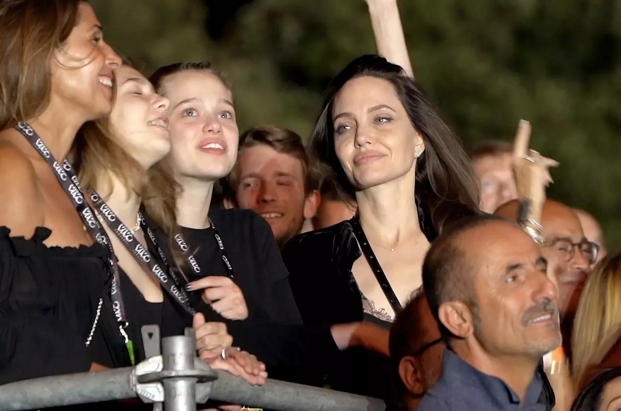 Angelina Jolie and her daughter Shiloh Jolie-Pitt attend the Maneskin's concert for the world premiere of the "Loud Kids Tour" at the "Circo Massimo" in Rome.