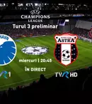 Astăzi, FC Copenhaga – Astra Giurgiu, în direct la TVR 1
