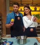 Vali Butnaru și Olivia Păunescu, de la pupitrul de știri, în bucătăria ,,Chefi la cuțite”
