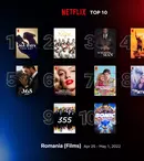 Top 10 filme și seriale Netflix în România, săptămâna 25 aprilie - 1 mai 2022