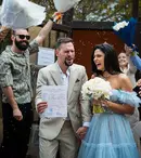 Vlad Gherman și Oana Moșneagu s-au căsătorit civil. Imagini de la cununie. Actrița a purtat o rochie spectaculoasă