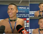 David Popovici, întrerupt în timpul interviului de după semifinale. Reacția simpatică a românului la gluma sportivului italian