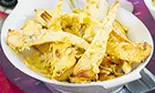 Pastarnac rumenit, cu seminte de pin, parmezan si ulei de trufe