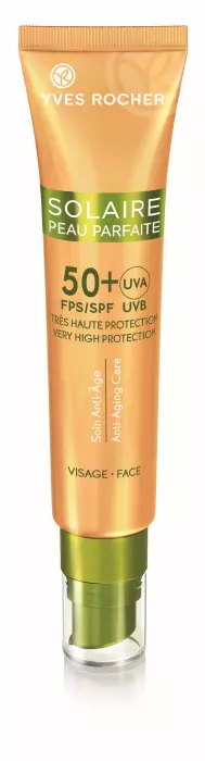 Cremă antirid pentru protecție solară cu FPS 50, 40 ml, 65 lei, Yves Rocher, www.yvesrocher.ro. Formulă fluidă, ușor asimilată de piele. Ambalaj din carton provenit din păduri administrate în mod durabil.