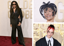 Cele mai neinspirate ținute de la Gala Globurilor de Aur. Billie Eilish și Lenny Kravitz au șocat pe covorul roșu
