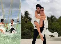 Dinu Maxer și Magdalena Chihaia, ședință foto spectaculoasă în Maldive: „Trash the Dress!” – Cum s-au pozat în ținutele de la nuntă