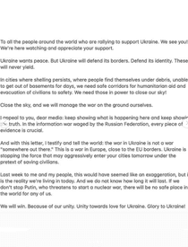 Olena Zelenski scrisoare deschisa