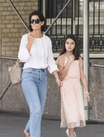 *EXCLUSIVE* Katie Holmes and daughter Suri Cruise match flowing dresses