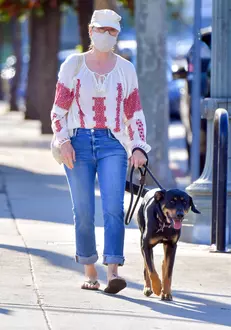 EXCLUSIVE: Meryl Streep takes her dog on a walk in Santa Monica