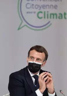 Le président français Emmanuel Macron lors de la convention citoyenne sur le climat ŕ Paris