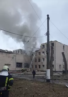 Aftermath of explosion in Kiev as Russian troops enter Ukraine
