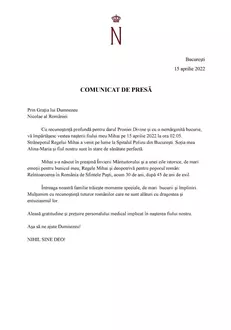 Nicolae al Romaniei comunicat de presa