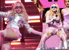 Imagini incendiare în New York! Madonna, spectacol de senzație într-un corset roz mulat în Times Square: „Ne vedem pe ringul de dans!”