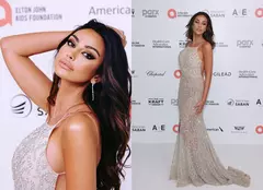Mădălina Ghenea a strălucit la petrecerea organizată de Elton John după premiile Oscar. A purtat o rochie cu trenă și cu spatele gol