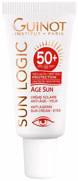 Cremă protecție solară zona contur de ochi, Guinot, Sun Logic, SPF50+, 272 lei, disponibilă toplineshop.ro