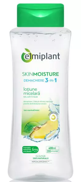 Loțiune micelară ten normal/mixt, Skin Moisture, Elmiplant, 400 ml, 17 lei