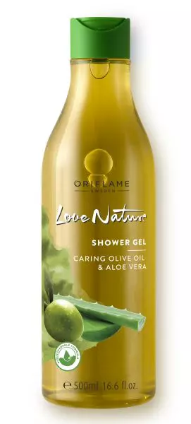 Gel de duş cu ulei de măsline şi extract din aloe vera, Oriflame, Love Nature, 32,90 lei
