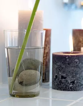 Vas cu pietre de rau