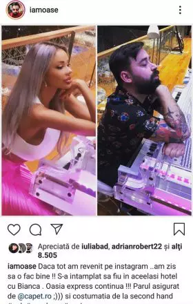 Oase a ironizat-o pe Bianca pe Instagram