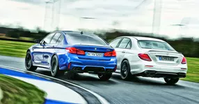 Noul BMW M5 versus Mercedes-AMG E 63 S+: pentru AMG,  situaţia a devenit albastră