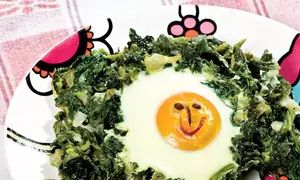 Urzici și spanac la cuptor, cu ou (specialitate pentru copii)