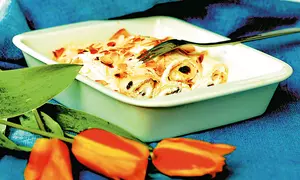 Clătite cu brânză şi peşte afumat