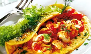 Omletă cu ciuperci şi mărar