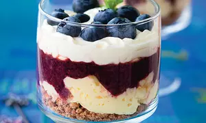 Parfait de portocale cu sos de afine