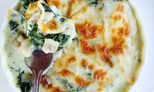 Pui cu ciuperci in sos de spanac