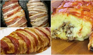 Rulada de cartofi cu ciuperci infasurata in bacon