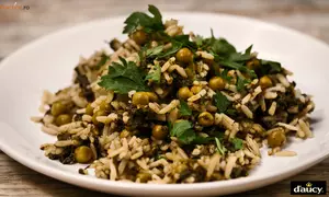 Orez cu spanac si mazare