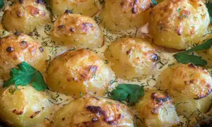 Cartofi la cuptor in sos gorgonzola