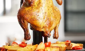 Pui intreg gatit pe sticla