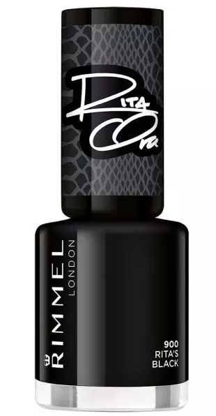 Lac de unghii, Rimmel London, 60 Seconds, colecția Shades of Black by Rita Ora, nuanța 900 Rita's Black, 8,7 lei