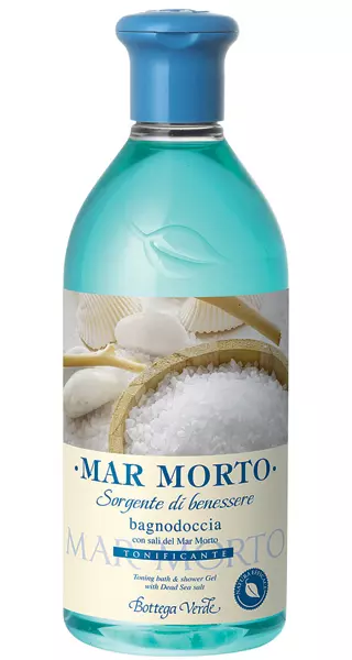 Gel de duș tonifiant cu sare de la Marea Moartă Bottega Verde, 400 ml, 33 lei (disponibil în farmaciile Help Net)