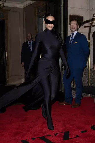 Kim Kardashian is catwoman chic as she rocks another Balenciaga outfit heading to Justin Bieberâ€™s MET Gala after party in NYC