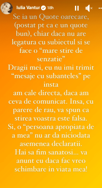 Mesajul Iuliei Vantur