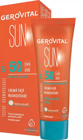 Cremă nuanțatoare pentru față Gerovital Sun, Farmec, SPF 50, 25,20 lei