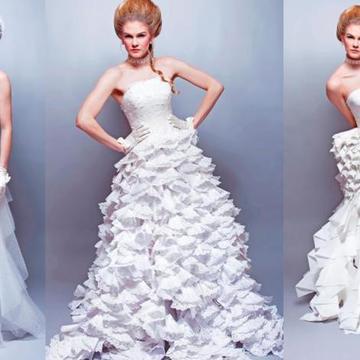 Ai purta o rochie de mireasă realizată din hârtie igienică şi bule?
