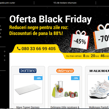 Black Friday aduce un adevarat cutremur al preturilor! Discount si de 88% la brandurile Dormeo, Top shop, Delimano si Walkmaxx