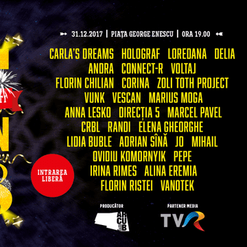 Top 100 cele mai bune hituri românești în 6 ore de muzică live la Hit Revelion 2018 din Piața George Enescu