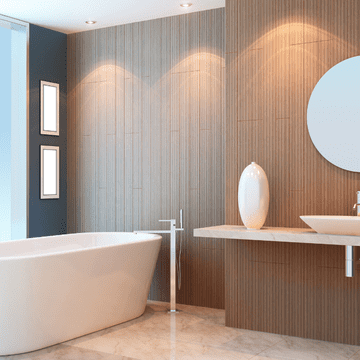 Oferă un design de actualitate băii cu baterii moderne și elegante