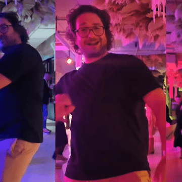 Imagini comice cu Florin Dumitrescu de pe ringul de dans. Soția juratului MasterChef i-a interzis să danseze în public: „De aia evit să ieșim în locuri cu muzică” / VIDEO