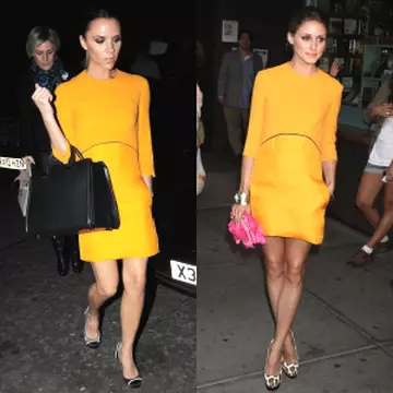 Victoria Beckham şi Olivia Palermo în rochii identice. Care îţi place?