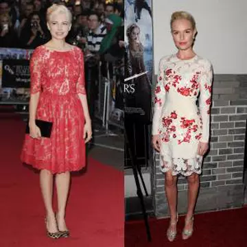 Rochia roşie din dantelă, sexy şi feminină