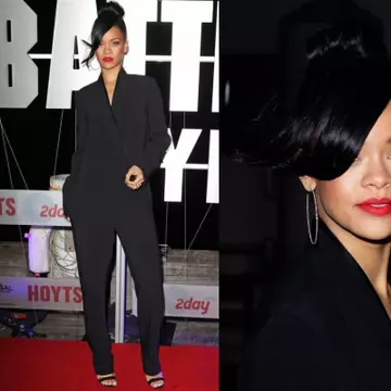 Rihanna, sexy şi stilată într-o salopetă neagră