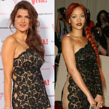 Wow! Monica Bârlădeanu, rochie identică cu Rihanna! Care e mai sexy?