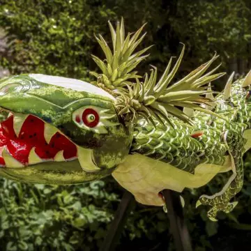 Bizar: Dragon făcut din pepeni. Cântăreşte 160 kilograme