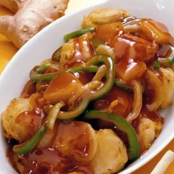 Cotlete de porc cu sos de piersici