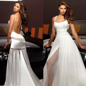 Poze: Irina Shayk, superbă în rochie de mireasă